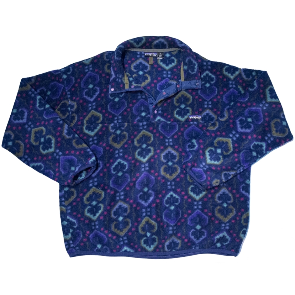 Vintage 90s Patagonia Tapestry Ink Blue Snap-T Fleece